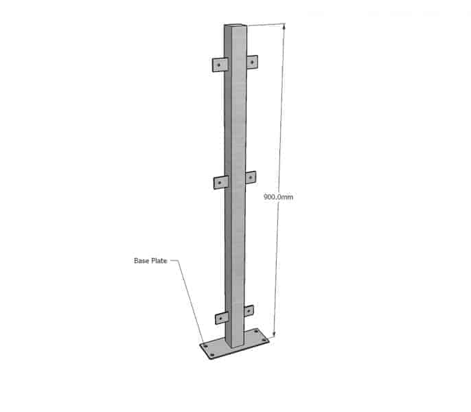 Cequence galvanized post for double sided panels (with base plate) Contemporary Fencing