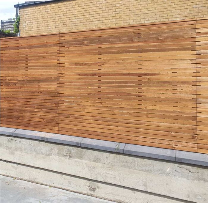 183cm Wide Venetian Slatted Fence Panels Treated Redwood