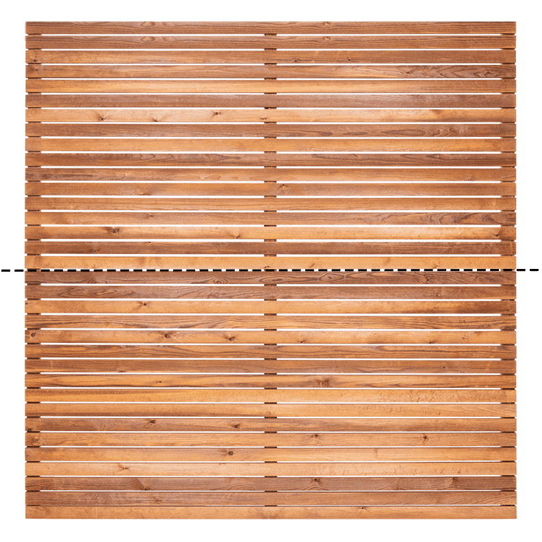 Venetian Slatted Fence Panels - 183cm Wide - Treated Redwood - 180cm High Fence Panel