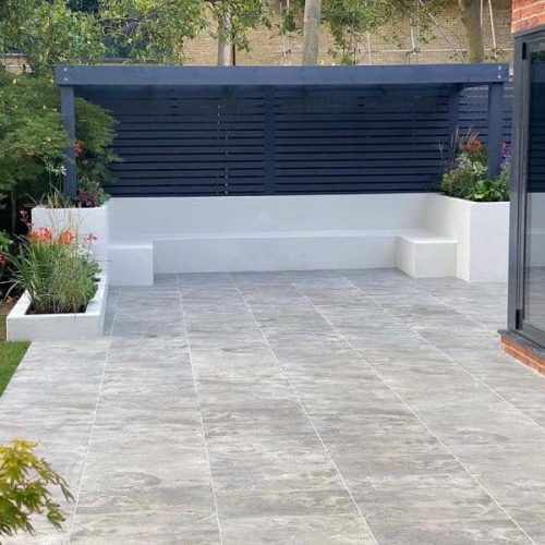Marble Grey Porcelain Paving Contemporary Fencing