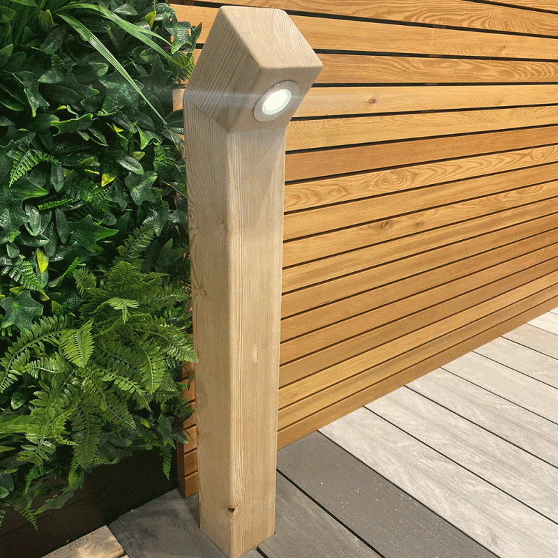 Assent Timber Bollard Light – With LED light Contemporary Fencing