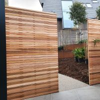 Red cedar slatted fence panel. 1m, 1.5m, 1.83m and 2.13m size Cedar battens available.