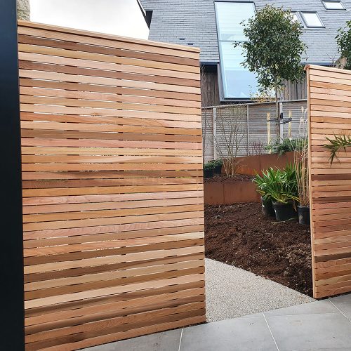 Red cedar slatted fence panel