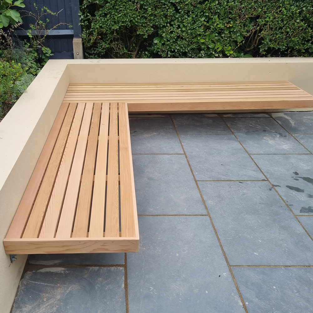 Cedar Garden Corner Bench Floating Seat | Contemporary Fencing