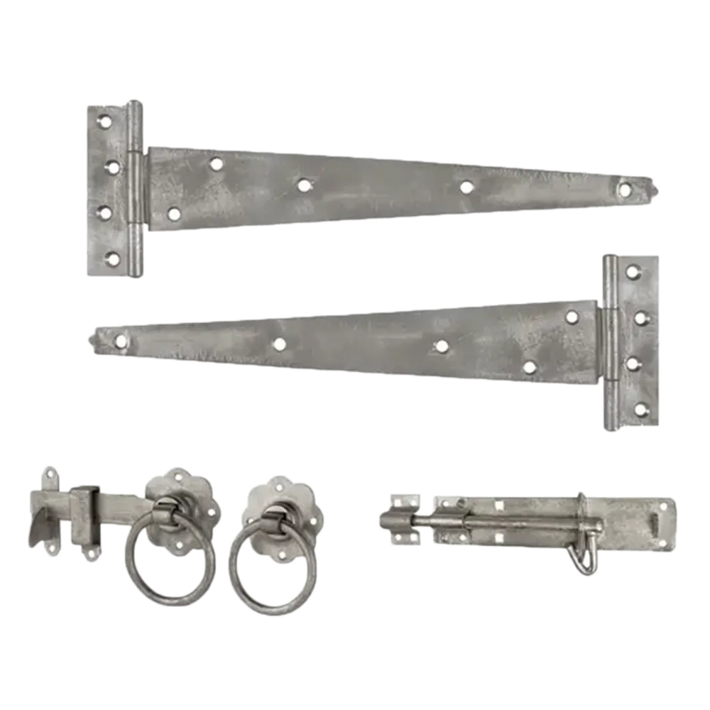 Gate Kit: Hinge & Ring Gate Latch – Galvanised Silver Contemporary Fencing