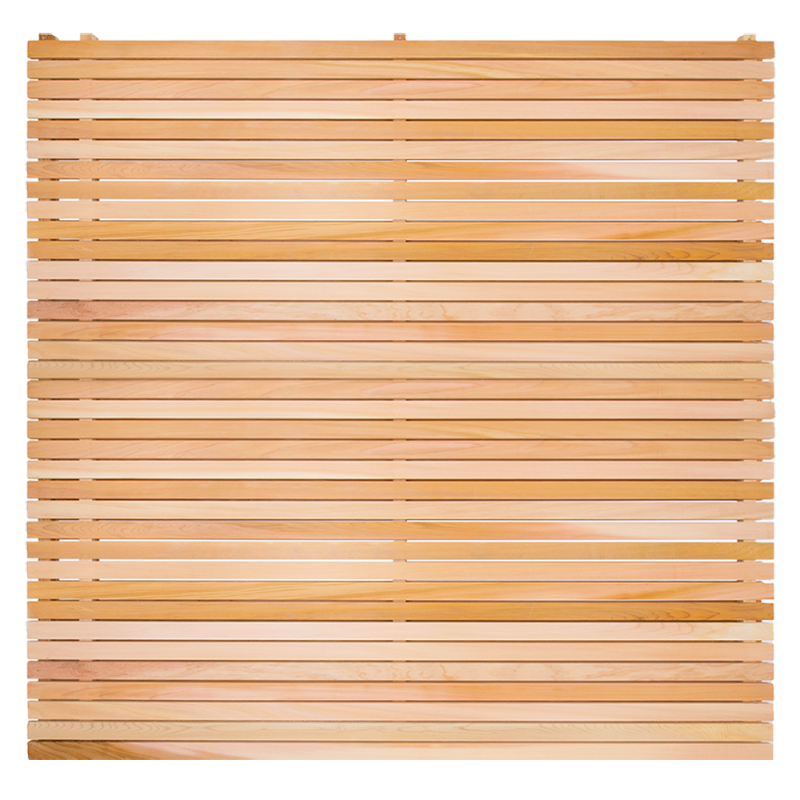 A 180cm wide by 180cm tall double sided Cedar fence panel. Hit and miss style option available.