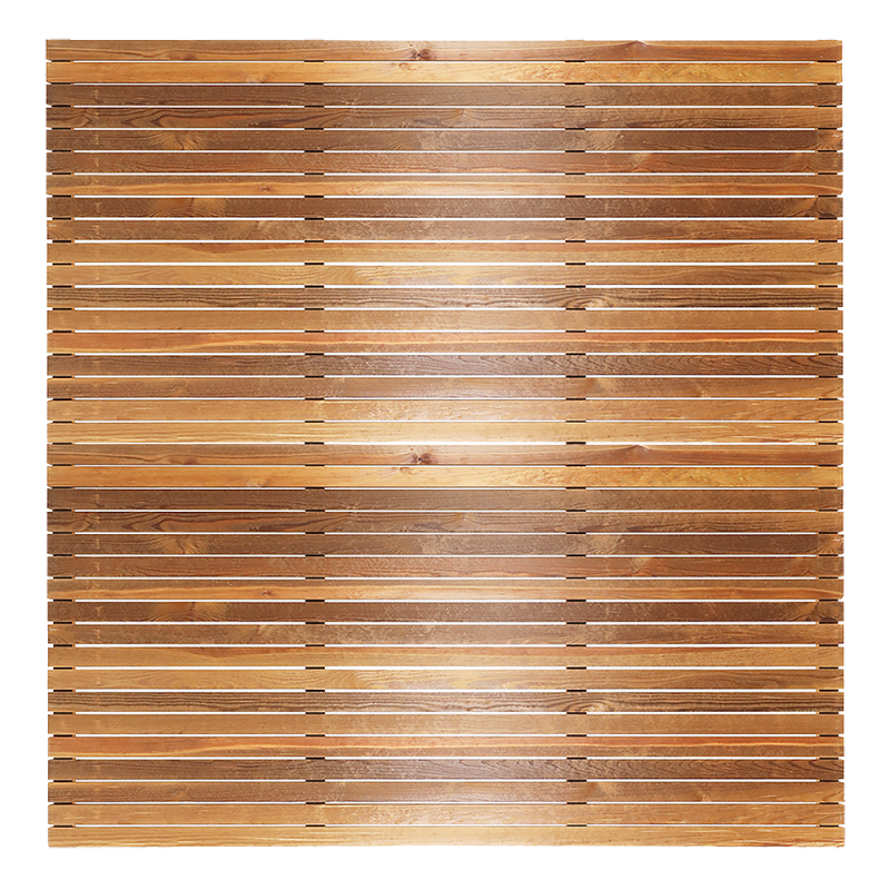 Venetian Treated Redwood fence panel. Has a sleek, contemporary Cequence design. Handmade in our workshop.