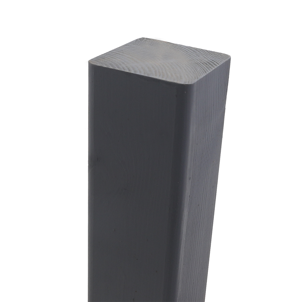 An anthracite grey flat top fence post.