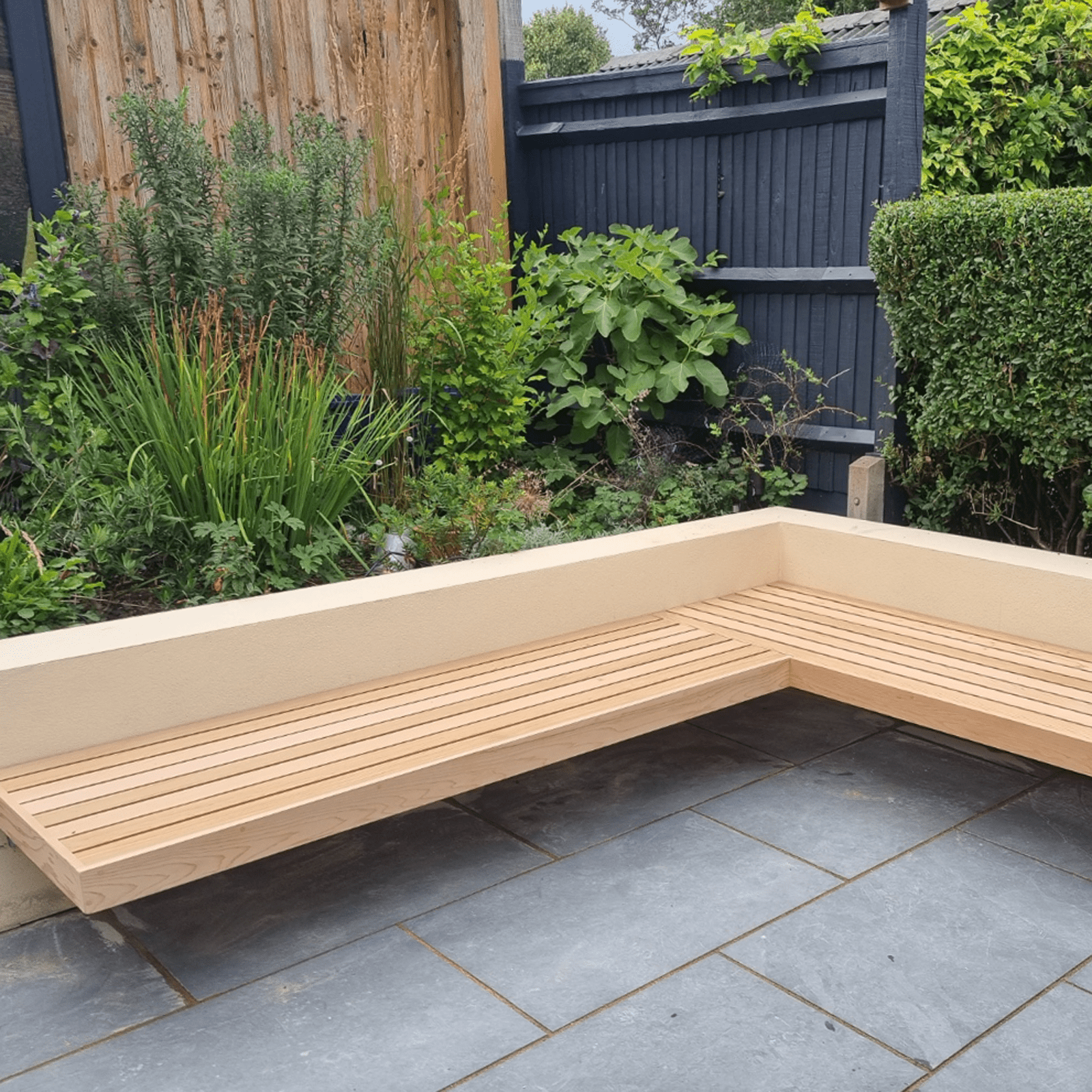 Slatted Cedar Garden Bench Seat Top | Contemporary Fencing