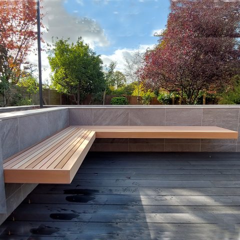 Cedar Garden Corner Bench Floating Seat | Contemporary Fencing