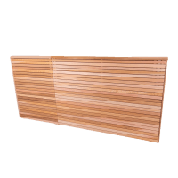 Cedar double sided fencing panels with a hit and miss style option available.