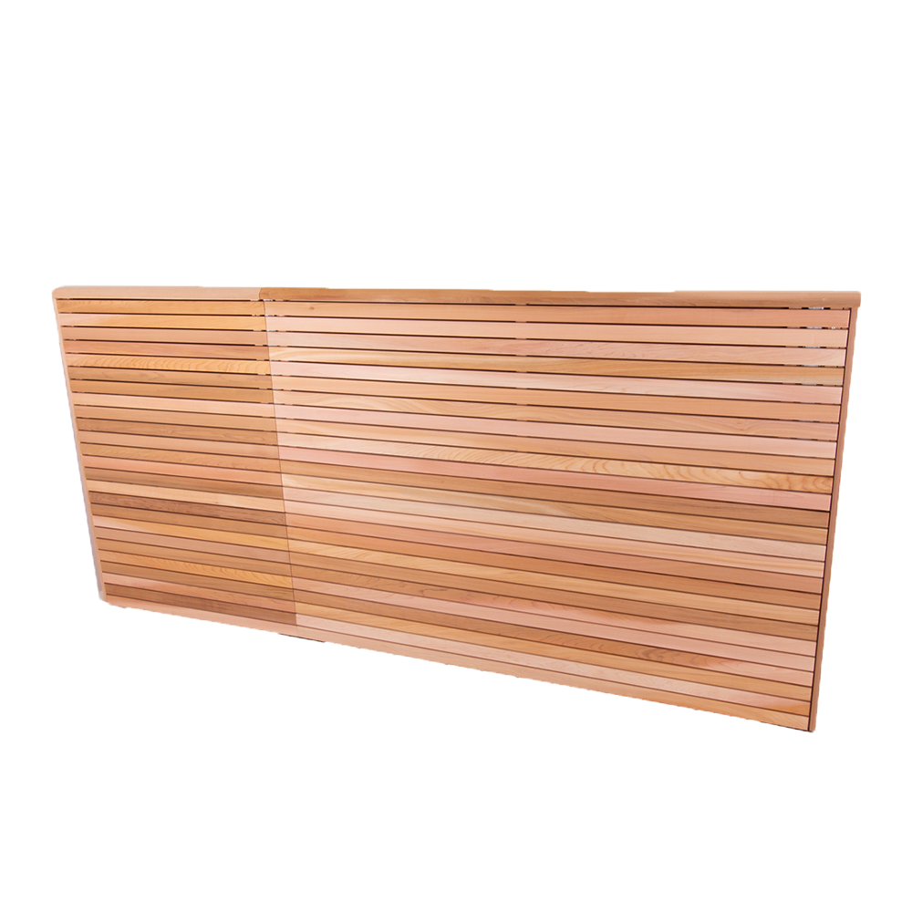 Cedar double sided fencing panels with a hit and miss style option available.