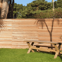 A Canadian Red Cedar fence panel. Design by Contemporary Fencing.