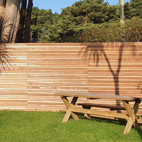 A Canadian Red Cedar fence panel. Design by Contemporary Fencing.