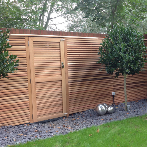 A Canadian Red Cedar Gate coordinated to perfectly fit our Canadian Red Cedar fencing.