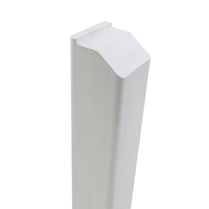 A Classic Painted white profiled top fence post.