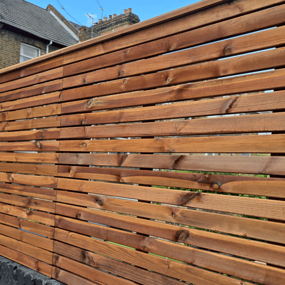 Slatted fencing panel ideal for top of walls