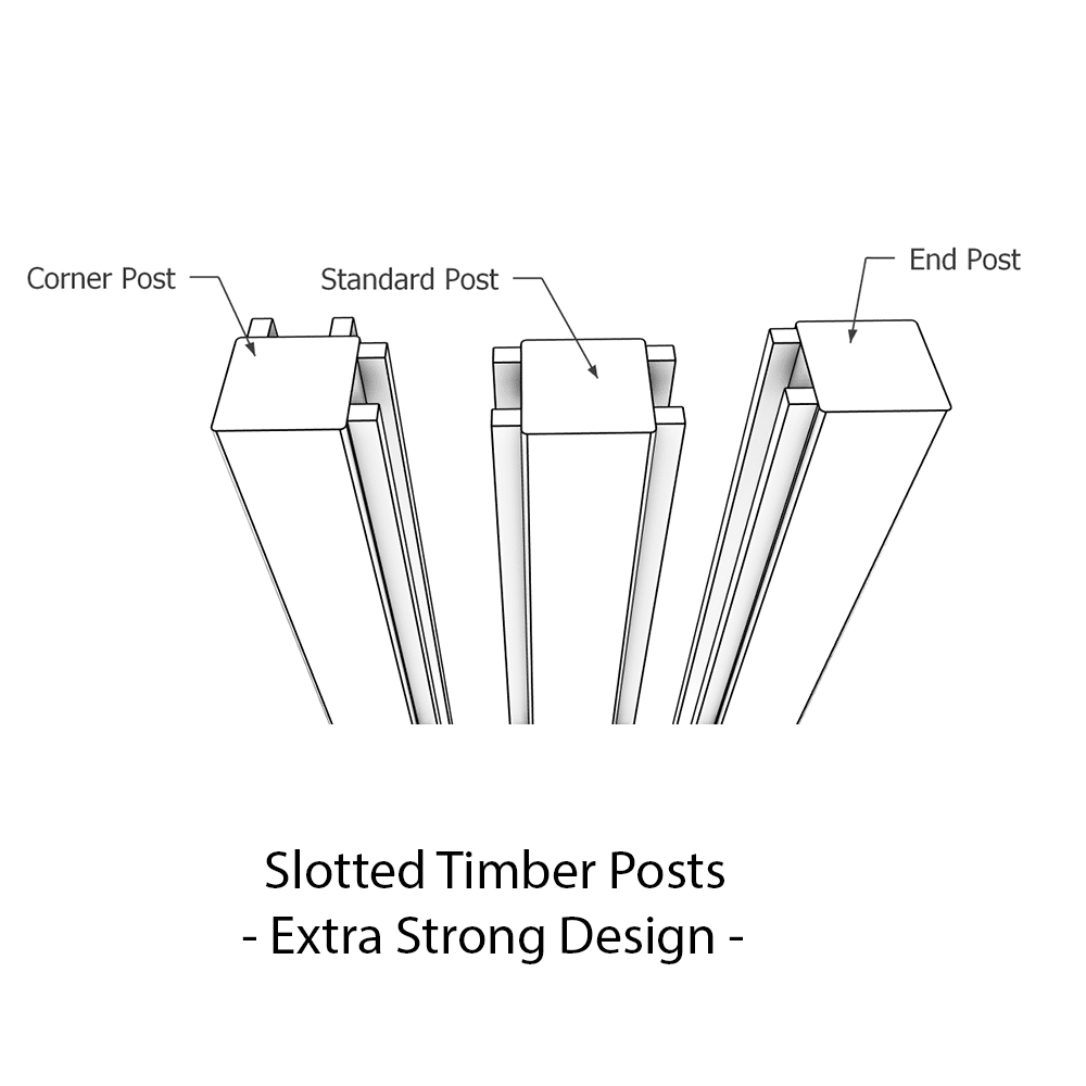 Slotted Timber Fence Post | Contemporary Fencing | Extra Strong, image size:1000x1000