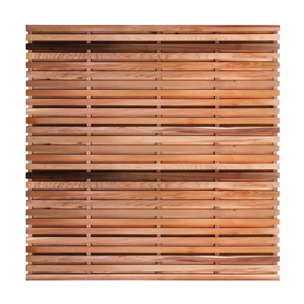 Cedar hit and miss fence panel that is double sided.