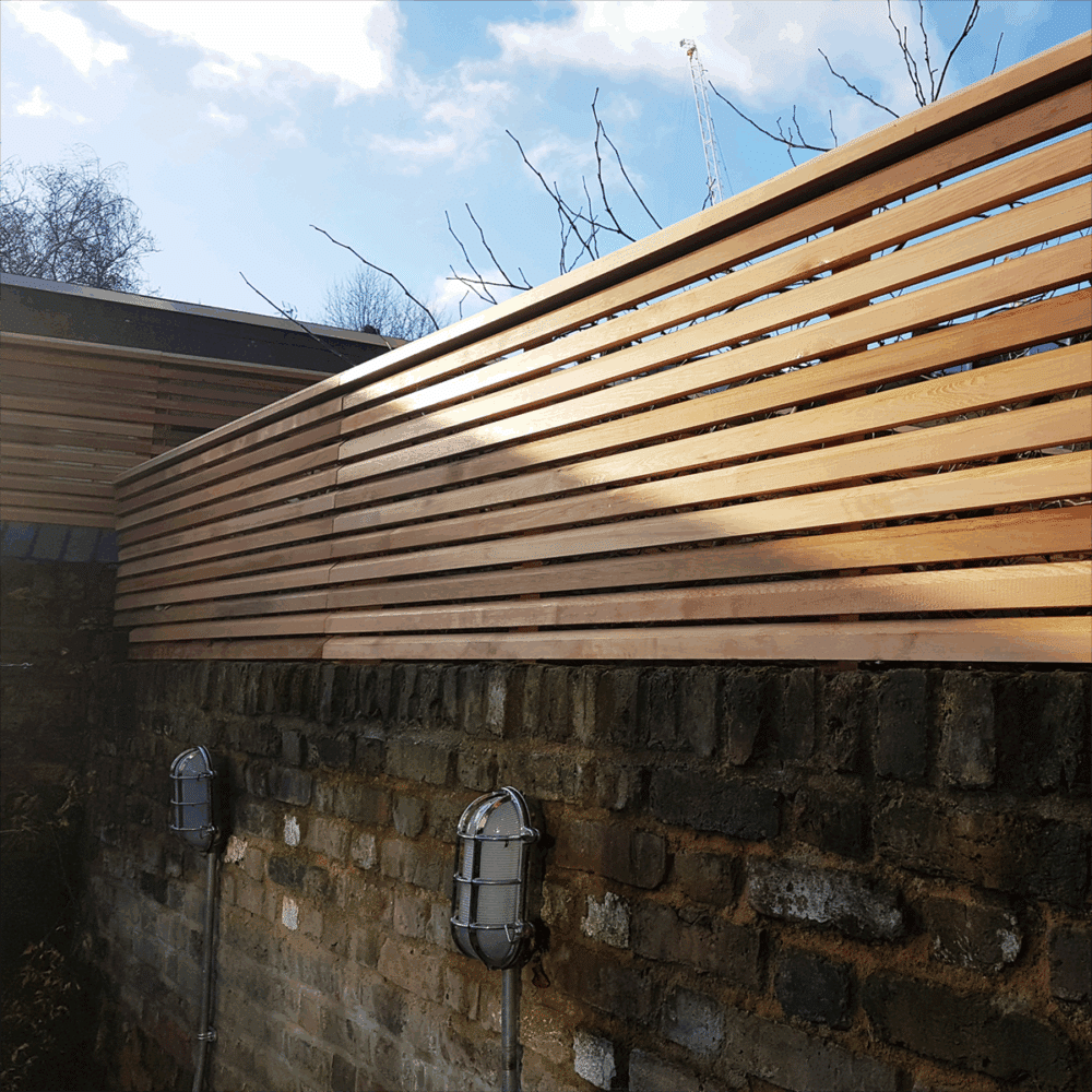 slatted fencing on a wall