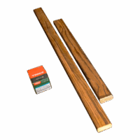 A width adjuster kit for warm teak colourguard fence panels.