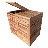 A contemporary bin store with multiple compartments.