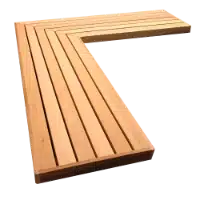 A corner bench piece. This can be attached to a wall to create a "floating bench" illusion